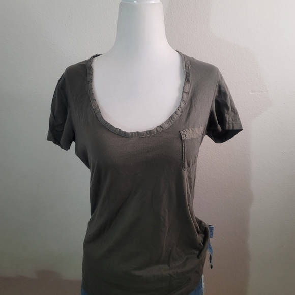 James Perse Olive Green Scoop Neck Top 2 - Picture 5 of 6